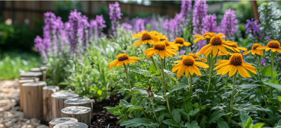 A picture of flowers and plants growing in a garden