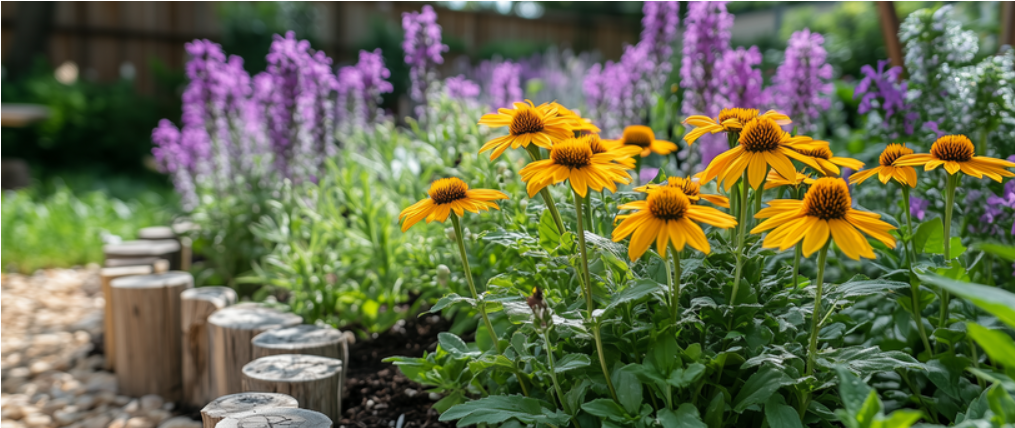 A picture of flowers and plants growing in a garden