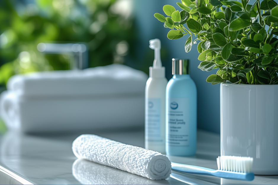 A picture of toothbrushes and provadent bottle on a table